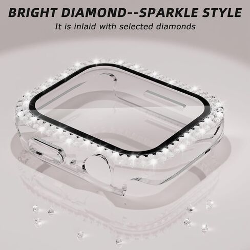 Bling Case for Apple Watch 41mm Screen Protector Series 9/8/7, Women Glitter Diamond Crystal Rhinestone Hard PC Cover Bumper Protector Cover for iWatch Accessories 41mm, Blue in Kuwait