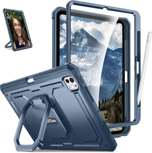 حافظة Fintie مقاومة للصدمات لجهاز iPad Pro 11 بوصة M4 (2024) - [حلقة Tuatara السحرية] غطاء متين واقٍ بحامل دوار 360 درجة مع واقي شاشة وحامل أقلام، أسود in Saudi Arabia