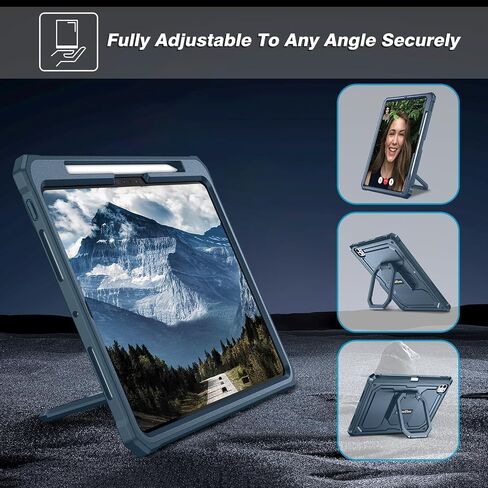 حافظة Fintie مقاومة للصدمات لجهاز iPad Pro 11 بوصة M4 (2024) - [حلقة Tuatara السحرية] غطاء متين واقٍ بحامل دوار 360 درجة مع واقي شاشة وحامل أقلام، أسود in Saudi Arabia