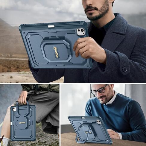 حافظة Fintie مقاومة للصدمات لجهاز iPad Pro 11 بوصة M4 (2024) - [حلقة Tuatara السحرية] غطاء متين واقٍ بحامل دوار 360 درجة مع واقي شاشة وحامل أقلام، أسود in Saudi Arabia