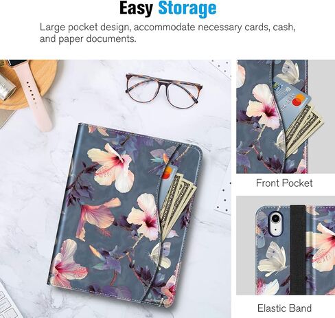 Fintie Folio Case for iPad Air 11-inch M2 (2024), iPad Air 5th Generation (2022) / iPad Air 4th Gen (2020) 10.9 Inch, Multi-Angle Viewing Soft TPU Cover with Pocket & Pencil Holder, Blooming Hibiscus in Saudi Arabia
