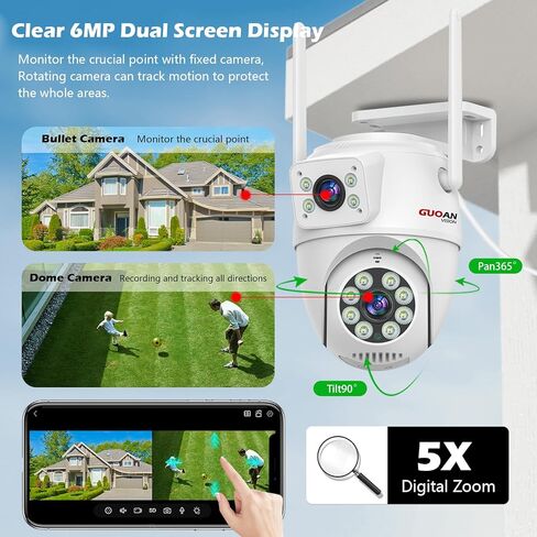 Security Camera Wireless Outdoor, Outside Camera with 3M Cord for Home, 24/7 Recording, AI Human Tracking, Full Color Night, IP66 Waterproof, 2-Way Talk,SD/Cloud Storage in Kuwait