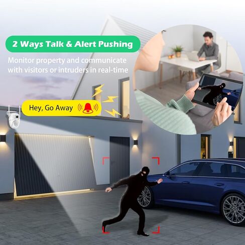 Security Camera Wireless Outdoor, Outside Camera with 3M Cord for Home, 24/7 Recording, AI Human Tracking, Full Color Night, IP66 Waterproof, 2-Way Talk,SD/Cloud Storage in Kuwait