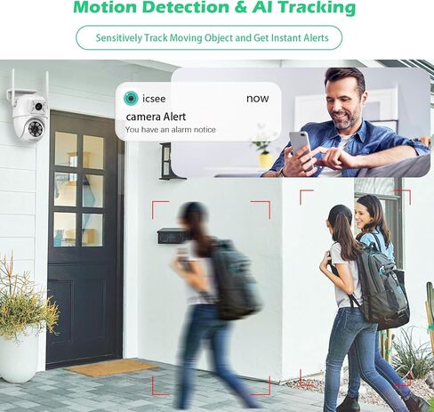 Security Camera Wireless Outdoor, Outside Camera with 3M Cord for Home, 24/7 Recording, AI Human Tracking, Full Color Night, IP66 Waterproof, 2-Way Talk,SD/Cloud Storage in Kuwait