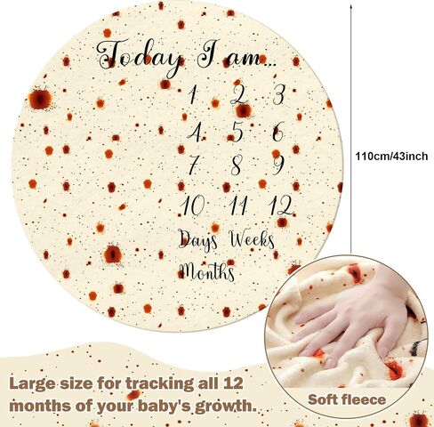 Baby Milestone Blanket Soft Flannel Monthly Milestone Blanket for Baby Boy and Girl Burrito Tortilla Blanket Baby Gifts Baby Shower Pizza Taco Wrap Wearable for Baby First Year Growth Chart in Saudi Arabia