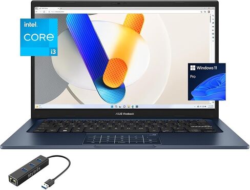 ASUS Vivobook Laptop for Students and Business, 14" FHD Micro-Edge Display, 12th Gen Core i3-1215U(Up to 4.4 GHz), 8GB RAM, 512GB PCIe SSD, WiFi 6E, 180° Lay-Flat, Webcam, USB-C, PDG RJ45, Win 11 Pro in Saudi Arabia