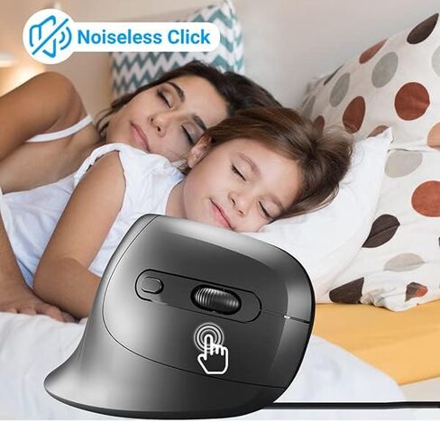 Wireless Mouse, 2.4G Rechargeable Ergonomic Cordless Mouse with 3 Adjustable DPI for Computer, Laptop, Desktop, PC, MacBook, Notebook, Black in Saudi Arabia