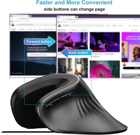 Wireless Mouse, 2.4G Rechargeable Ergonomic Cordless Mouse with 3 Adjustable DPI for Computer, Laptop, Desktop, PC, MacBook, Notebook, Black in Saudi Arabia