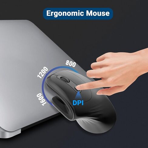 Wireless Mouse, 2.4G Rechargeable Ergonomic Cordless Mouse with 3 Adjustable DPI for Computer, Laptop, Desktop, PC, MacBook, Notebook, Black in Saudi Arabia