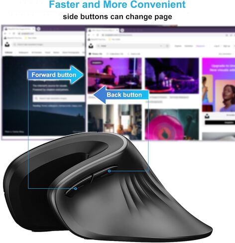 ماوس لاسلكي، ماوس لاسلكي مريح قابل لإعادة الشحن 2.4 جيجا مع 3 نقاط لكل بوصة قابلة للتعديل للكمبيوتر والكمبيوتر المحمول وسطح المكتب والكمبيوتر الشخصي وماك بوك والكمبيوتر المحمول، أسود in Kuwait