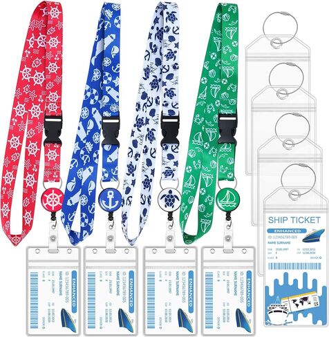 4 قطع من حبل الرحلات البحرية لبطاقات الشحن، حبال الرحلات البحرية القابلة للسحب مع حامل بكرة شارة الهوية المقاومة للماء وملحقات أساسيات الرحلات البحرية in Kuwait