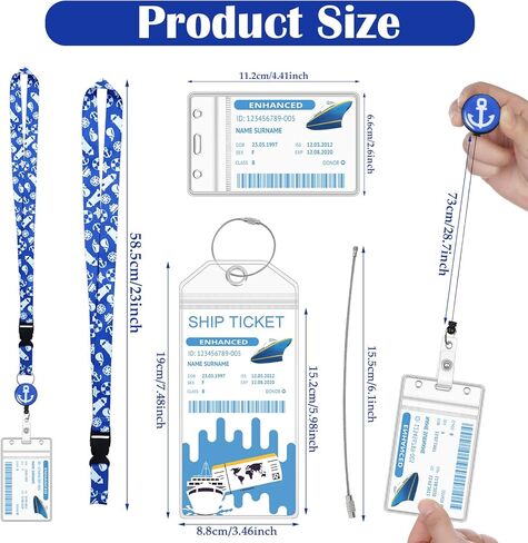 4 قطع من حبل الرحلات البحرية لبطاقات الشحن، حبال الرحلات البحرية القابلة للسحب مع حامل بكرة شارة الهوية المقاومة للماء وملحقات أساسيات الرحلات البحرية in Kuwait