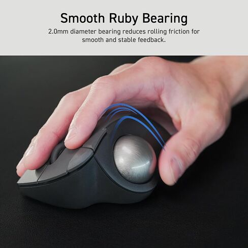 ELECOM Ergonomic Comfort Design Trackball IST Wireless 2.4GHz Connection, Smooth Tracking with Ruby Ball Bearing, 36mm Ball, Thumb Control, Compatible for Windows, PC, and Mac Black (M-IT10DRBK) in Saudi Arabia