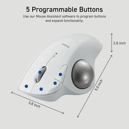 ELECOM Ergonomic Comfort Design Trackball IST Wireless 2.4GHz Connection, Smooth Tracking with Ruby Ball Bearing, 36mm Ball, Thumb Control, Compatible for Windows, PC, and Mac Black (M-IT10DRBK) in Saudi Arabia