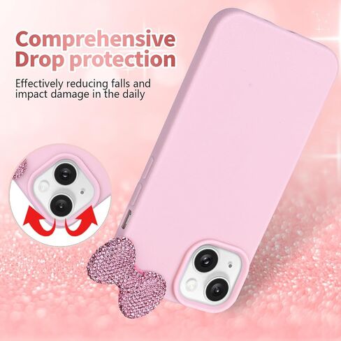 Cases for iPhone 14, Luxury Glitter 3D Rhinestone Bow Phone Cover Soft Litchi Pattern Protective Phone Case for iPhone 14 6.1" 2022 in Saudi Arabia