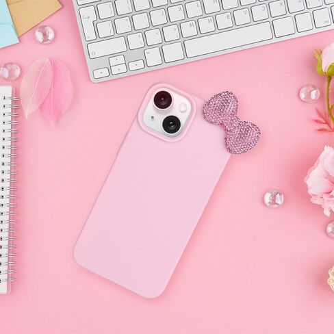 Cases for iPhone 14, Luxury Glitter 3D Rhinestone Bow Phone Cover Soft Litchi Pattern Protective Phone Case for iPhone 14 6.1" 2022 in Saudi Arabia