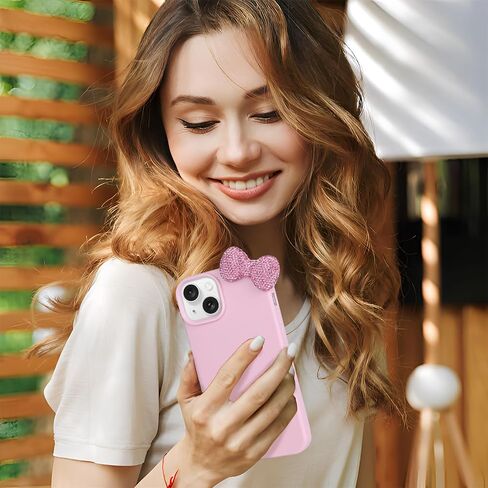 Cases for iPhone 14, Luxury Glitter 3D Rhinestone Bow Phone Cover Soft Litchi Pattern Protective Phone Case for iPhone 14 6.1" 2022 in Saudi Arabia
