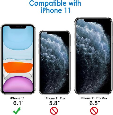 حافظة محفظة JETech لهاتف iPhone 11 مقاس 6.1 بوصة، غطاء قلاب مغناطيسي من جلد البولي يوريثان مقاوم للصدمات مع حامل بطاقة وميزة حامل (أسود) in Saudi Arabia