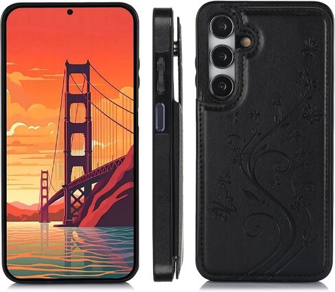 Asuwish Phone Case for Samsung Galaxy A25 5G with Tempered Glass Screen Protector and Card Holder Wallet Cover Stand Flip Leather Cell Accessories Glaxay A 25 25A SM-A256U A256E Cases Women Men Black in Saudi Arabia