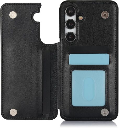 Asuwish Phone Case for Samsung Galaxy A25 5G with Tempered Glass Screen Protector and Card Holder Wallet Cover Stand Flip Leather Cell Accessories Glaxay A 25 25A SM-A256U A256E Cases Women Men Black in Saudi Arabia
