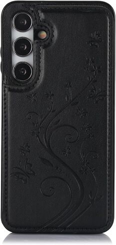Asuwish Phone Case for Samsung Galaxy A25 5G with Tempered Glass Screen Protector and Card Holder Wallet Cover Stand Flip Leather Cell Accessories Glaxay A 25 25A SM-A256U A256E Cases Women Men Black in Saudi Arabia
