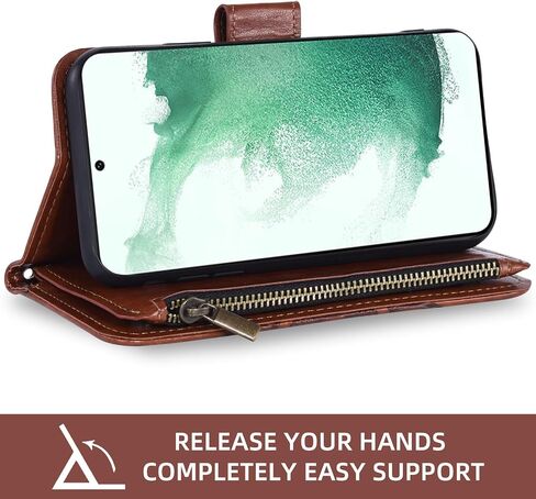 Asuwish Phone Case for Samsung Galaxy S22 5G Wallet Cover with Tempered Glass Screen Protector and Flower Leather Flip Credit Card Holder Stand Cell Accessories S 22 22S 4G G5 6.1 inch Women Men Brown in Kuwait