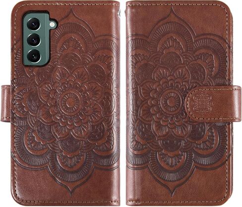 Asuwish Phone Case for Samsung Galaxy S22 5G Wallet Cover with Tempered Glass Screen Protector and Flower Leather Flip Credit Card Holder Stand Cell Accessories S 22 22S 4G G5 6.1 inch Women Men Brown in Kuwait