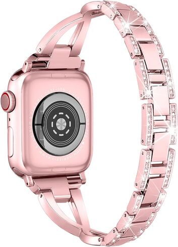 Wipalor Dressy X Band for Apple Watch Bands 41mm 40mm 38mm for Women, Bling Diamond Metal Bracelet iWatch Bands for women, Designer Cute Band for Apple Watch Series 9 Bands SE 8 7 6 5 4 3 2 1Starlight in Kuwait