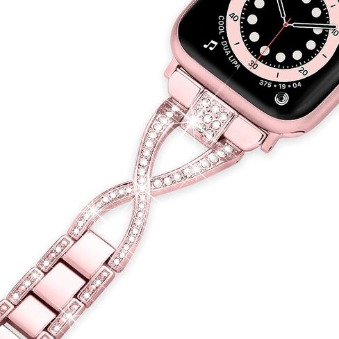 Wipalor Dressy X Band for Apple Watch Bands 41mm 40mm 38mm for Women, Bling Diamond Metal Bracelet iWatch Bands for women, Designer Cute Band for Apple Watch Series 9 Bands SE 8 7 6 5 4 3 2 1Starlight in Kuwait