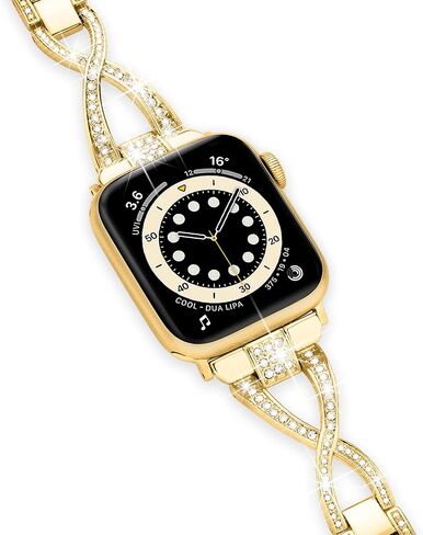 Wipalor Dressy X Band for Apple Watch Bands 41mm 40mm 38mm for Women, Bling Diamond Metal Bracelet iWatch Bands for women, Designer Cute Band for Apple Watch Series 9 Bands SE 8 7 6 5 4 3 2 1Starlight in Kuwait