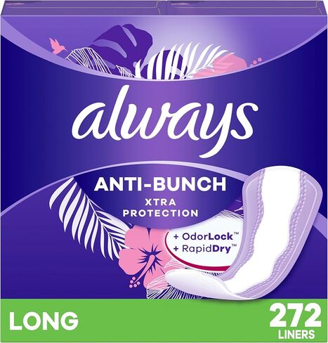 Always Anti-Bunch Xtra Protection Daily Liners, Long Length, Unscented, 136 Count in Saudi Arabia