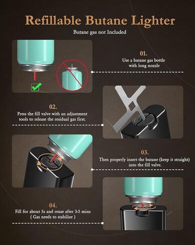 ولاعة شعلة RONXS، عبوتان من ولاعة لهب البيوتان النفاثة القابلة للتعديل، ولاعات صغيرة قابلة لإعادة الملء مقاومة للرياح، فكرة هدية رائعة للرجال والنساء (غاز البوتان غير متضمن) (رمادي) in Kuwait