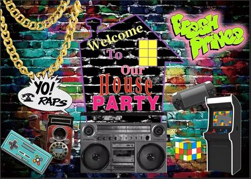 7x5ft 90s Backdrops Hip Hop Graffiti Backdrops 80's 90's Theme House Party Backdrop Retro Music Rock Punk Hip Hop Party Decorations F72 in Saudi Arabia