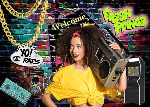 7x5ft 90s Backdrops Hip Hop Graffiti Backdrops 80's 90's Theme House Party Backdrop Retro Music Rock Punk Hip Hop Party Decorations F72 in Saudi Arabia