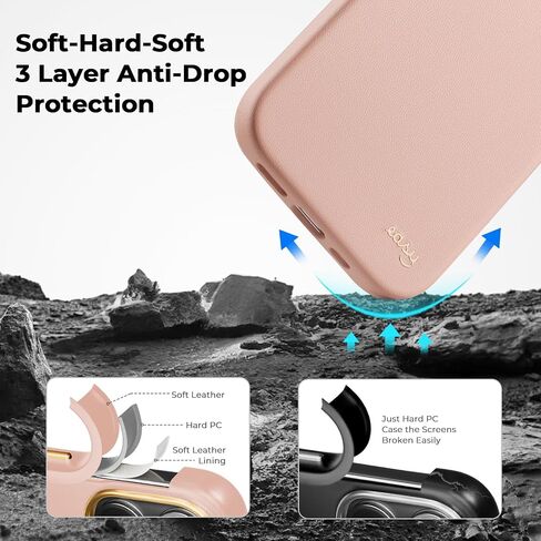 حافظة جلدية EasyAcc لهاتف iPhone 16، [متوافقة مع Magsafe]، حافظة هاتف مغناطيسية من الجلد النباتي الفاخر، حافظة نحيفة واقية مع أزرار معدنية وإطار كاميرا، غطاء هاتف مضاد للخدش in Kuwait