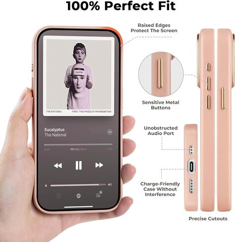 حافظة جلدية EasyAcc لهاتف iPhone 16، [متوافقة مع Magsafe]، حافظة هاتف مغناطيسية من الجلد النباتي الفاخر، حافظة نحيفة واقية مع أزرار معدنية وإطار كاميرا، غطاء هاتف مضاد للخدش in Kuwait