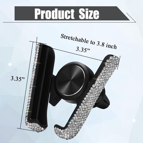 asubha بلينغ حامل هاتف السيارة مصغرة سيارة داش تنفيس الهواء التلقائي الهاتف جبل العالمي 360 درجة قابل للتعديل الكريستال السيارات حامل الهاتف حامل اكسسوارات السيارات للنساء والفتيات in Kuwait