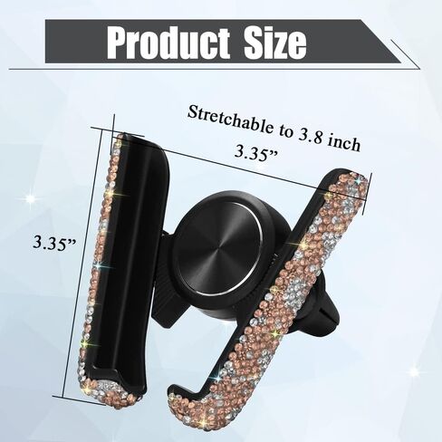 asubha بلينغ حامل هاتف السيارة مصغرة سيارة داش تنفيس الهواء التلقائي الهاتف جبل العالمي 360 درجة قابل للتعديل الكريستال السيارات حامل الهاتف حامل اكسسوارات السيارات للنساء والفتيات in Kuwait