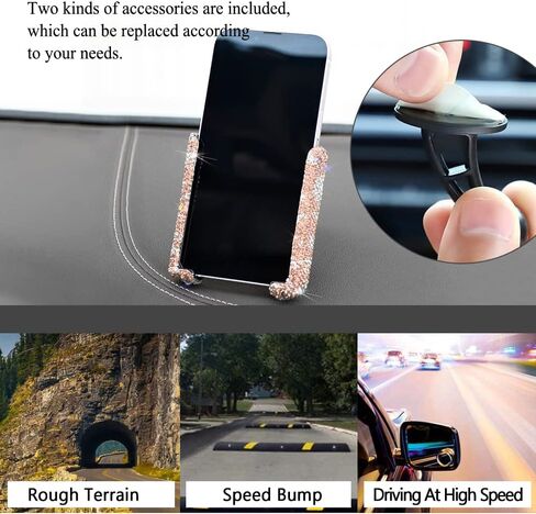 asubha بلينغ حامل هاتف السيارة مصغرة سيارة داش تنفيس الهواء التلقائي الهاتف جبل العالمي 360 درجة قابل للتعديل الكريستال السيارات حامل الهاتف حامل اكسسوارات السيارات للنساء والفتيات in Kuwait