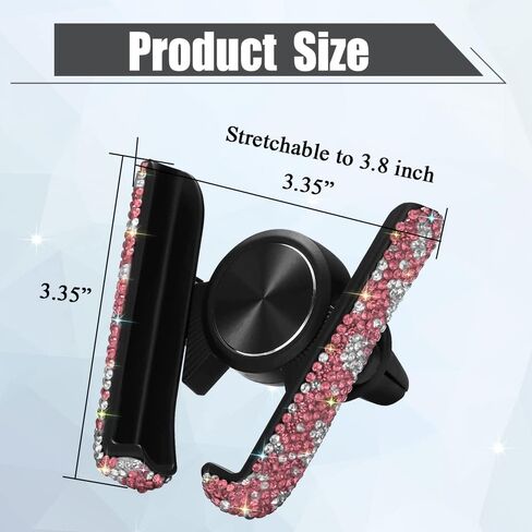 asubha بلينغ حامل هاتف السيارة مصغرة سيارة داش تنفيس الهواء التلقائي الهاتف جبل العالمي 360 درجة قابل للتعديل الكريستال السيارات حامل الهاتف حامل اكسسوارات السيارات للنساء والفتيات in Kuwait