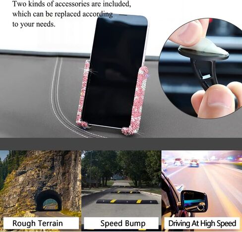 asubha بلينغ حامل هاتف السيارة مصغرة سيارة داش تنفيس الهواء التلقائي الهاتف جبل العالمي 360 درجة قابل للتعديل الكريستال السيارات حامل الهاتف حامل اكسسوارات السيارات للنساء والفتيات in Kuwait