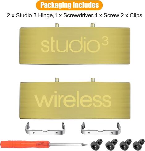 Studio 3 Hinge Replacement Parts Metal Folding Original Hinges Headband Connector Clip Pin Cover Accessories Repair Kit Compatible with Beats Studio3 Wireless Over-Ear Headphones (Gold) in Saudi Arabia