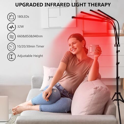 Red Light Therapy for Body, 180 LEDs Red and Blue Light Therapy Lamp with Tripod, 3-in-1 Chip Designed 415nm＆660nm＆850nm Infrared Light Therapy for Face in Saudi Arabia