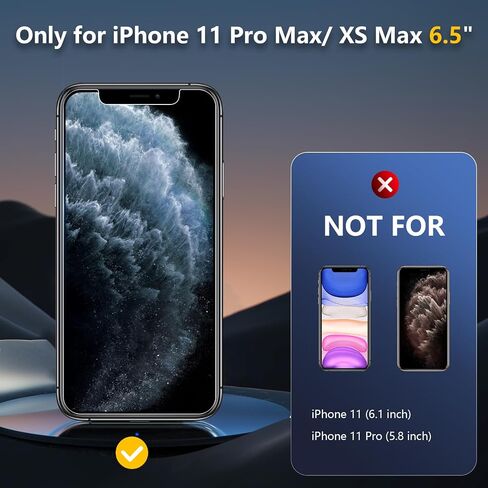 [عبوة من قطعتين] واقي شاشة زجاجي غير لامع مصمم لهاتف iPhone 11 Pro Max/iPhone XS Max، مضاد للوهج، مضاد لبصمات الأصابع، إطار تثبيت، زجاج مقسى 9H in Saudi Arabia