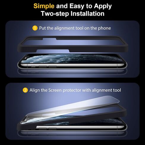 [عبوة من قطعتين] واقي شاشة زجاجي غير لامع مصمم لهاتف iPhone 11 Pro Max/iPhone XS Max، مضاد للوهج، مضاد لبصمات الأصابع، إطار تثبيت، زجاج مقسى 9H in Saudi Arabia