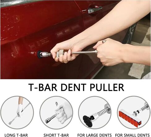 nihao 128PCS Auto Body Dent Repair Kit, Paintless Dent Repair Kit with Golden Lifter, T-Bar, Bridge Suction Cup Puller, Rubber Hammer& Glue Gun for Automobile Body Motorcycle Refrigerator in Saudi Arabia