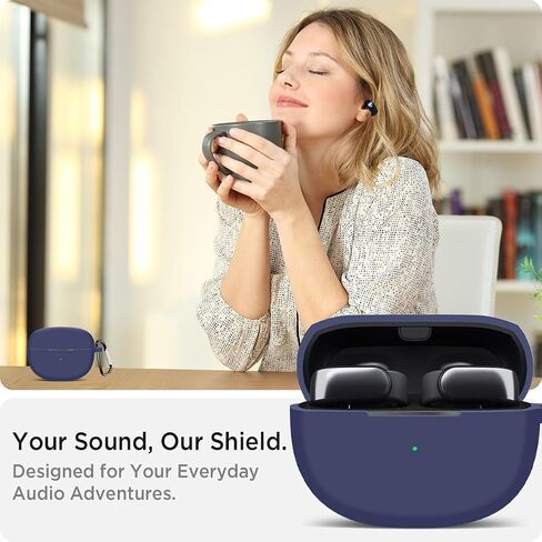 Miimall Bose Ultra Open Earbuds Silicone Case Cover,Soft Silicone Dust-Proof & Front LED Visible Protective Case for Bose Ultra Open Wireless Earbuds with Keychain (Dark Blue) in Saudi Arabia