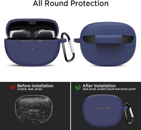 Miimall Bose Ultra Open Earbuds Silicone Case Cover,Soft Silicone Dust-Proof & Front LED Visible Protective Case for Bose Ultra Open Wireless Earbuds with Keychain (Dark Blue) in Saudi Arabia