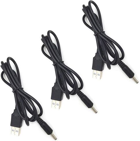 3 قطع كابل تمديد USB إلى كابل تيار مستمر - 5 فولت USB 2.0 منفذ ذكر إلى تيار مستمر 5 فولت ذكر 3.5 مم × 1.35 مم سلك طاقة أسود 100 سم (3.3 قدم) in Kuwait