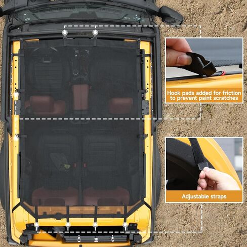 Mabett Sunshade for Bronco Accessories Bimini Sun Shade Top, Mesh Sunshade for Bronco 4-Door Blocks UV, Leaves, Bikini Top Cover for Bronco 2021 2022 2023 2024 in Saudi Arabia